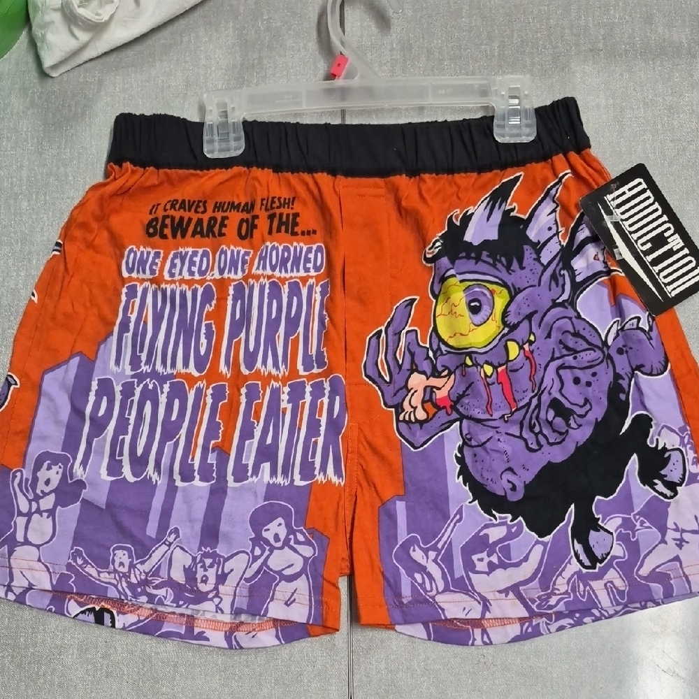 Mens Addiction One Eyed One Horned Flying Purple People Eater Shorts Boxers S